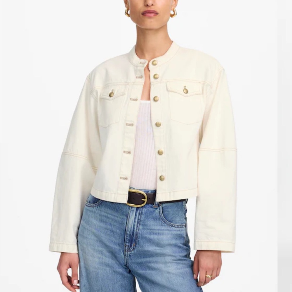 Madewell Cocoon-Sleeve Cropped Denim Lady Jacket Canvas Cotton XS